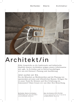 Architekt/in - Bollhalder Eberle Architektur