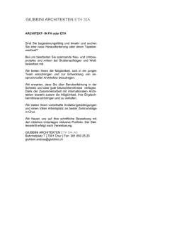 in FH oder ETH - Giubbini Architekten ETH SIA