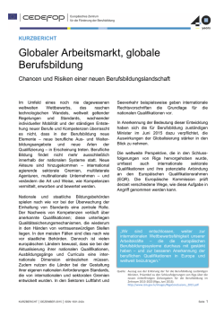 Globaler Arbeitsmarkt, globale Berufsbildung - Cedefop