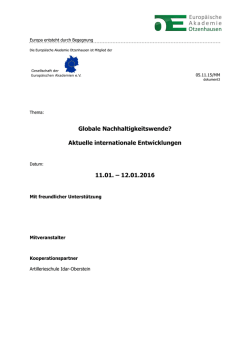 Globale Nachhaltigkeitswende? Aktuelle internationale