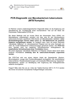 PCR-Diagnostik von Mycobacterium tuberculosis (MTB Komplex)
