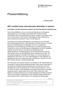 Pressemitteilung REC Partners verstärkt seine internationalen