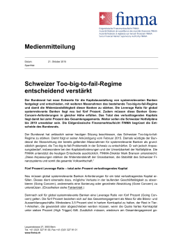 Medienmitteilung Schweizer Too-big-to-fail-Regime