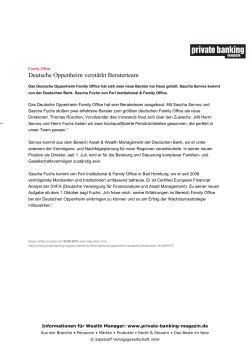 Deutsche Oppenheim verstärkt Beraterteam