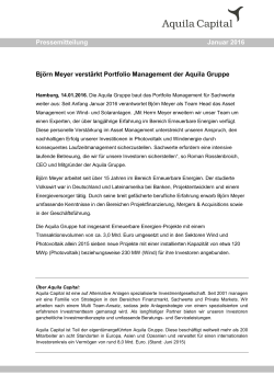 Pressemitteilung Januar 2016 Björn Meyer verstärkt Portfolio