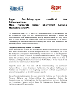 Egger Getr&auml;nkegruppe verst&auml;rkt das Team:
