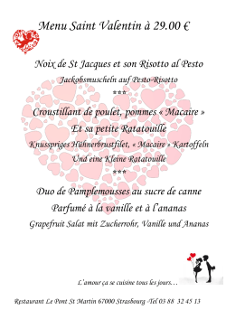 Menu Saint Valentin à 29.00
