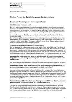 H&auml;ufige Fragen der Schulleitungen zur Sonderschulung