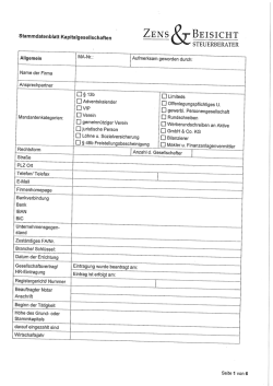 Stammdatenblatt Kapitalgesellschaften