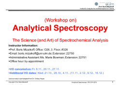 Lecture 1 - Analytical Spectroscopy - WS15-16