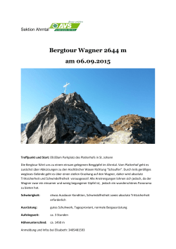 Bergtour Wagner 2644 m am 06.09.2015