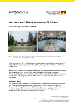 Jetzt bewerben: 1. History SummerCamp f&uuml;r Schulen!