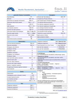Thunderbird Cheat Sheet
