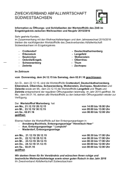 Ihr Zeichen/ Ihre Nachricht vom - Zweckverband Abfallwirtschaft