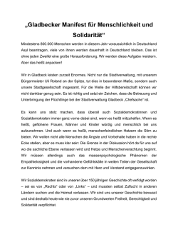 Gladbecker Manifest f&uuml;r Menschlichkeit und Solidarit&auml;t