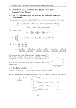 9 „Rotation" eines Vektorfeldes, Stoke`scher Satz, Ampere`sches