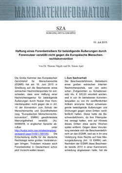 Haftung eines Forenbetreibers f&uuml;r beleidigende