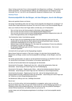 Kommunalpolitik für die Bürger, mit den Bürgern