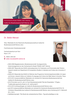 Dr. Stefan Menzel - Hochschule f&uuml;r Musik FRANZ LISZT Weimar