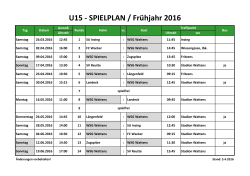 U15 - SPIELPLAN / Frühjahr 2016