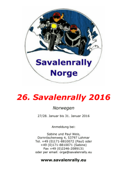 Programm der 26. Savalenrally 2016