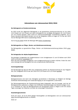 Informationen zum Jahreswechsel 2015/2016