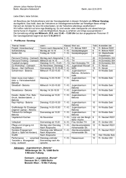 Arbeitsgemeinschaften 2015/16