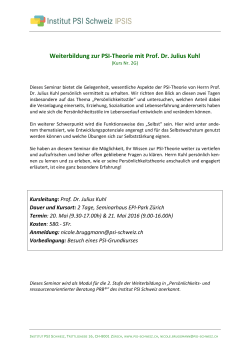 Weiterbildung zur PSI-Theorie mit Prof. Dr. Julius Kuhl
