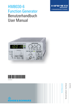 R&S HM8030-6 Function Generator User Manual