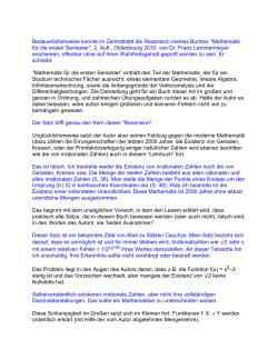 Bedauerlicherweise konnte im Zentralblatt die Rezension meines