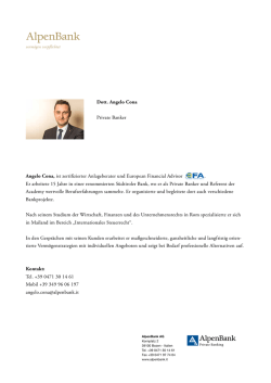 Dott. Angelo Cona Private Banker Angelo Cona, ist zertifizierter