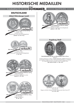 historische medaillen - Reinhard Schimmer GmbH