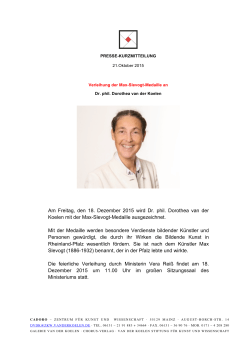 Am Freitag, den 18. Dezember 2015 wird Dr. phil. Dorothea van der