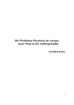 Die Westlichen-Mysterien als Anreger neuer Wege in der