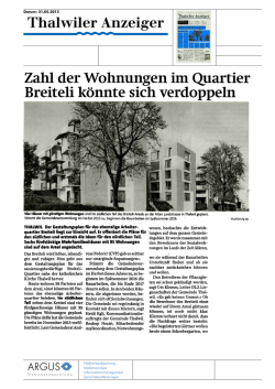 Zahl der Wohnungen im Quartier Breiteli könnte sich verdoppeln