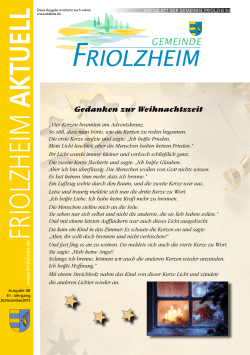 Das Mitteilungsblatt der Gemeinde Friolzheim Ausgabe 48/15