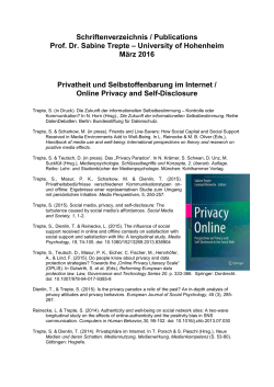 Schriftenverzeichnis / Publications Prof. Dr. Sabine Trepte
