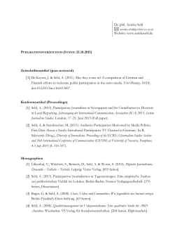 Publikationsliste zum (Stand: 25.10.2015)
