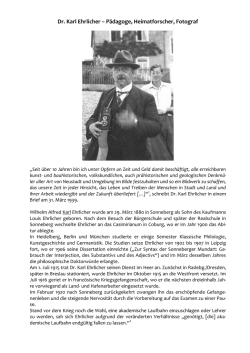Dr. Karl Ehrlicher &ndash; P&auml;dagoge, Heimatforscher, Fotograf