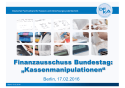 Finanzausschuss Bundestag: „Kassenmanipulationen“