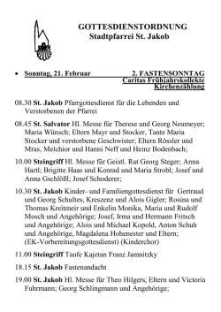 GOTTESDIENSTORDNUNG Stadtpfarrei St. Jakob
