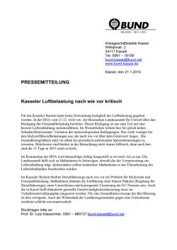 PRESSEMITTEILUNG Kasseler Luftbelastung nach wie vor kritisch