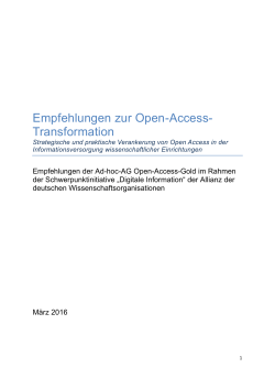 Empfehlungen zur Open-Access-Transformation - Georg