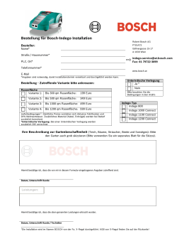 Bestellung für Bosch-Indego Installation