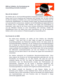 NEIN zur Inititative „Zur Durchsetzung der Ausschaffung krimineller