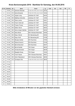 Kreis-Seniorenspiele 2016 - Startliste für