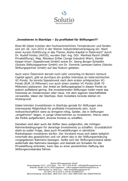 Investieren in StartUps &ndash; Zu profitabel f&uuml;r Stiftungen?!