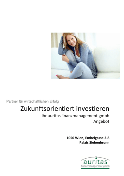 Zukunftsorientiert investieren - auritas finanzmanagement gmbh