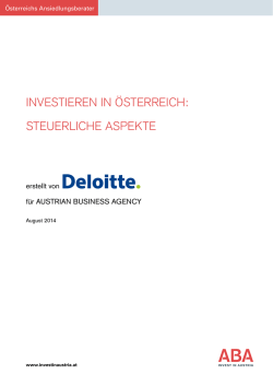 INVESTIEREN IN &Ouml;STERREICH: STEUERLICHE ASPEKTE