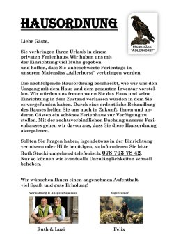 Hausordnung Maiens&auml;ss Adlerhorst